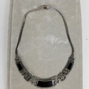 VTG Art Deco Sterling Silver Marcasite Necklace